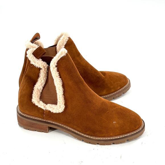 Steve Madden Leopold Boots 9 NWOT Brown Suede Ankle Booties Faux Fur - Picture 5 of 9